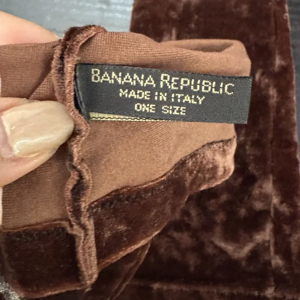 Vintage Banana Republic Made in Italy Women's Brown Velvet Long Gloves One Size